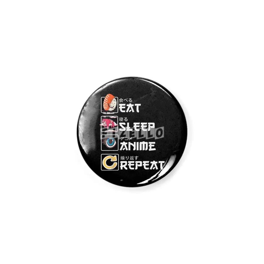 Kawaii Manga Sushi - Eat Sleep Anime Repeat - Cute Anime Rozet