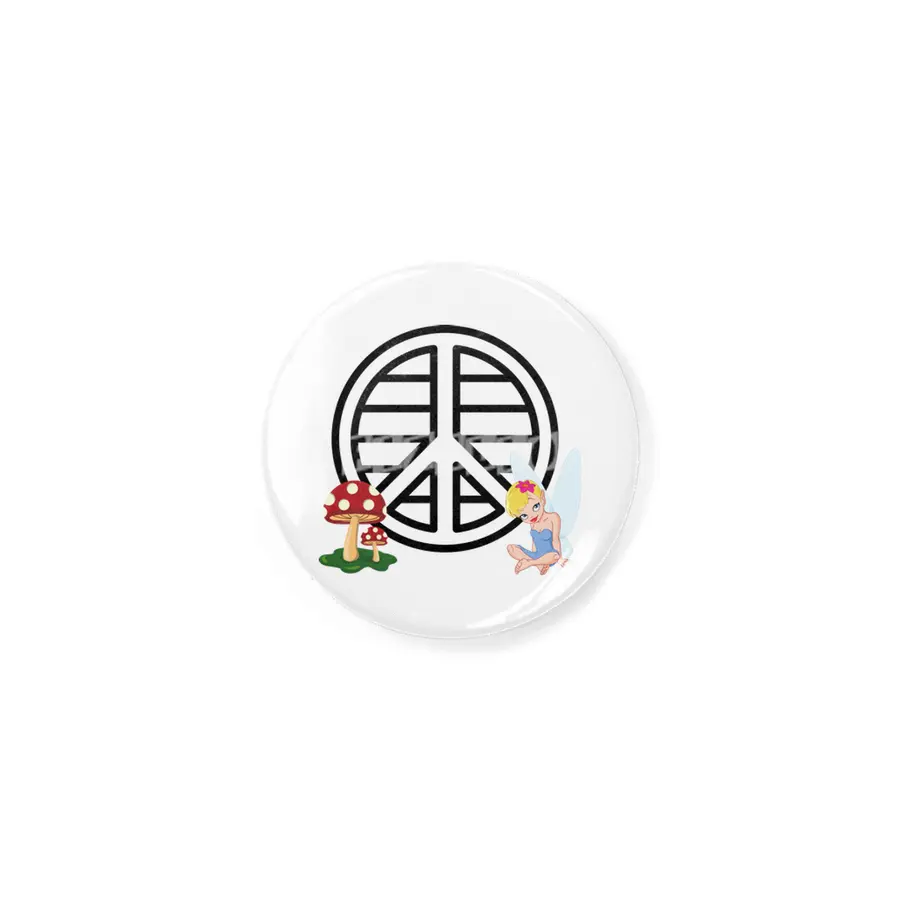 Fairy & Mushroom Peace Symbol Rozet