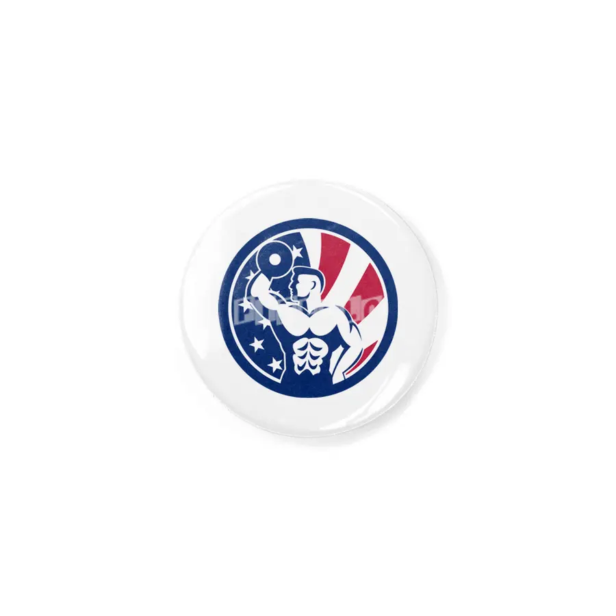American Fitness Gym USA Flag Icon Rozet