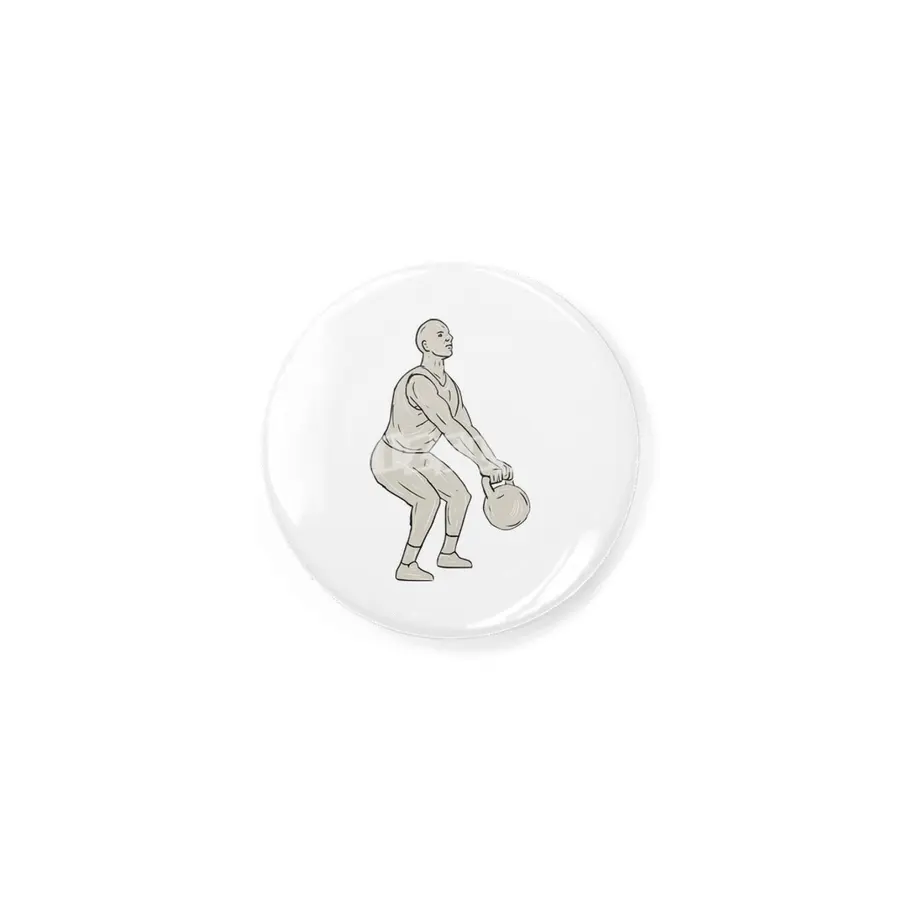 Athlete Fitness Squatting Kettlebell Drawing Rozet