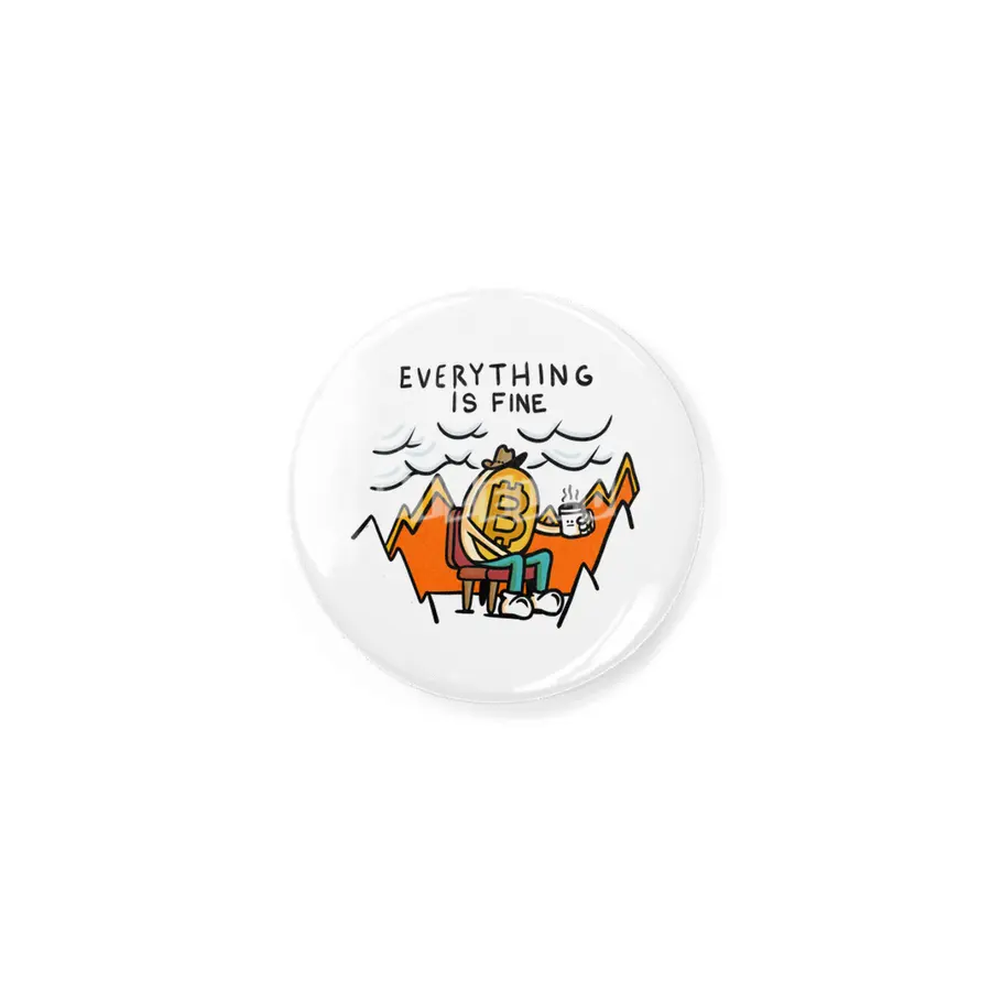 Everything is Fine - Bitcoin Volatility Cartoon in Flames Rozet