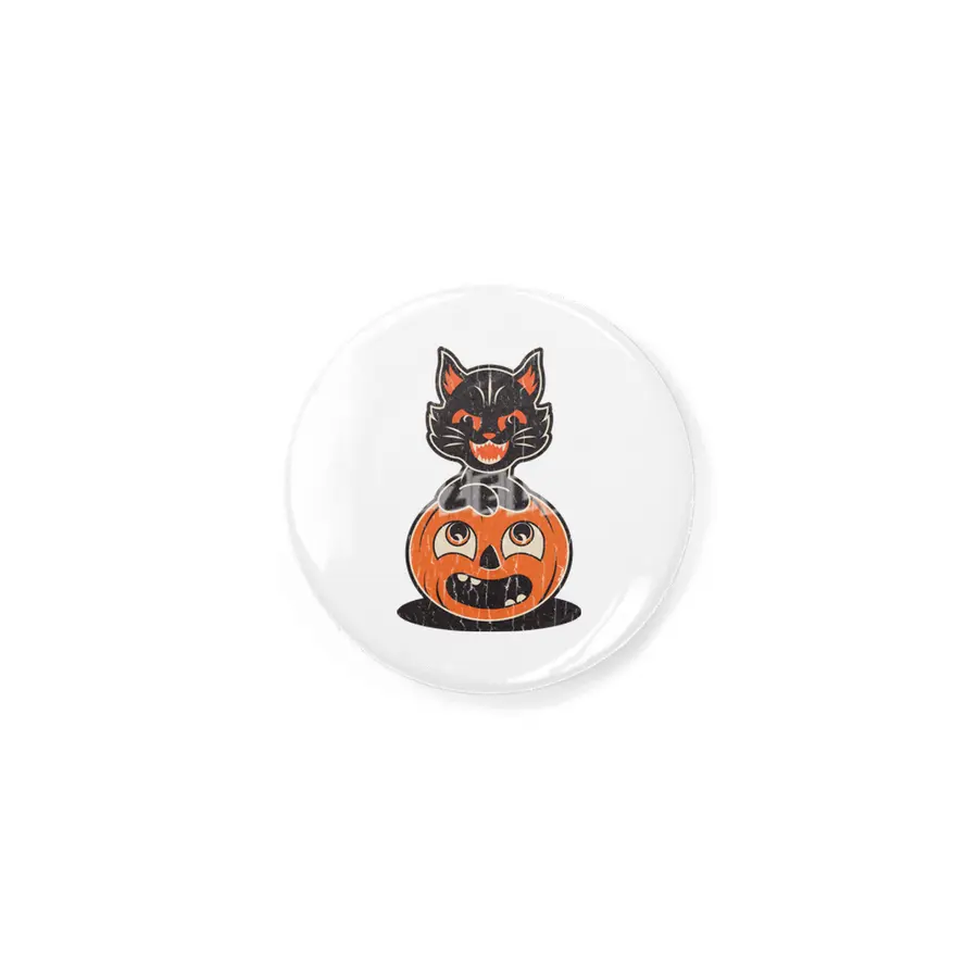 Retro Halloween Cat and Pumpkin Rozet