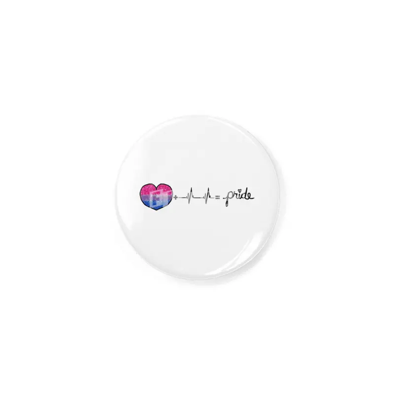 Bi-Sexual Pride Flag Heart + Heartbeat = Pride Design Rozet