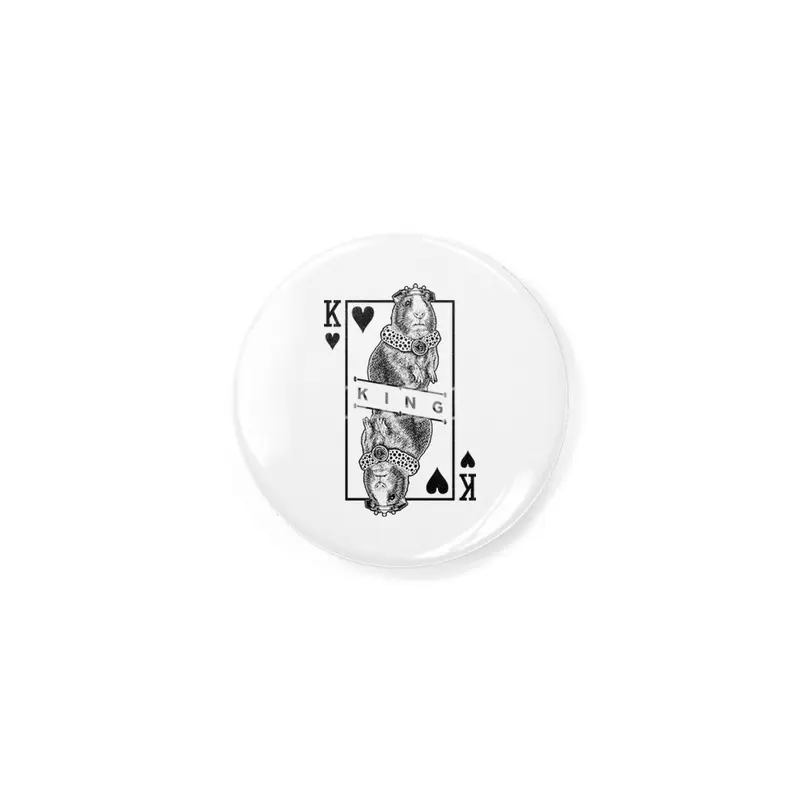 Guinea Pig Lover King Of Hearts Funny Pet Cavy Pop Art Rozet