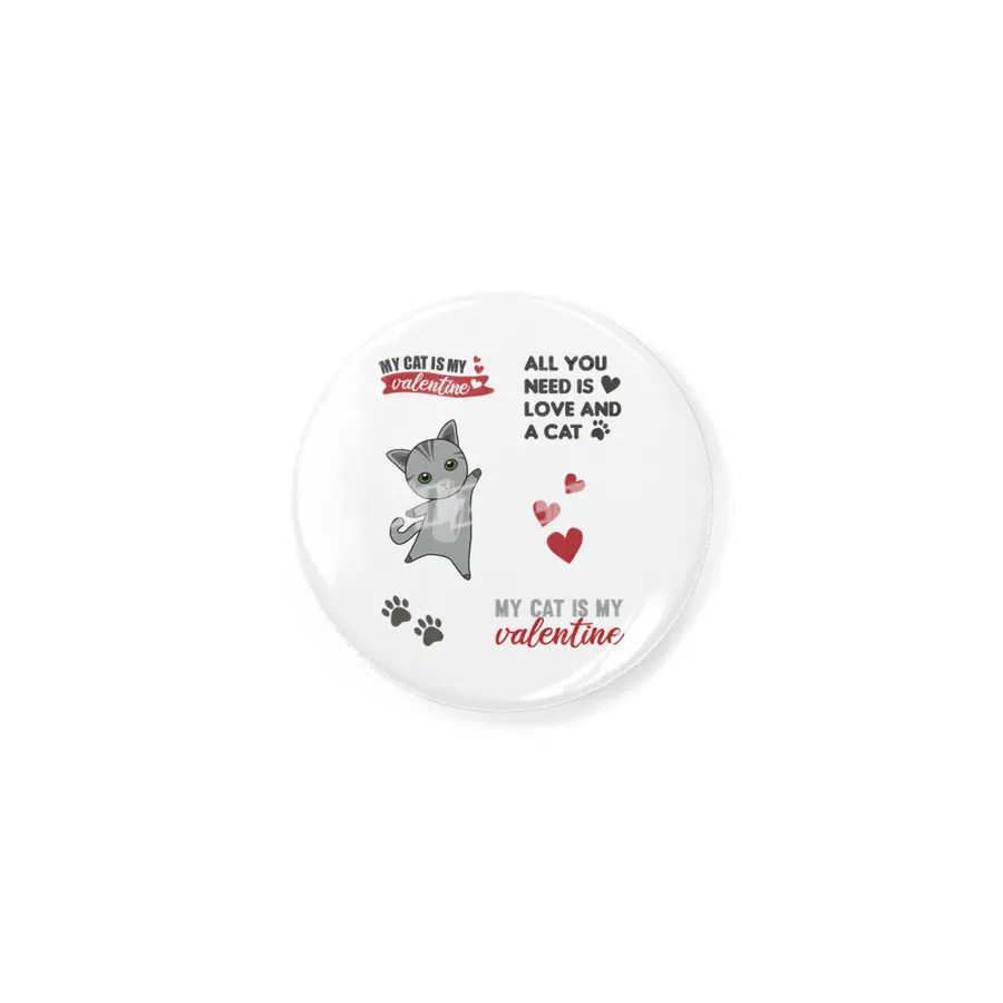 Cat Sticker Set My Cat Is My Valentine Gray Rozet