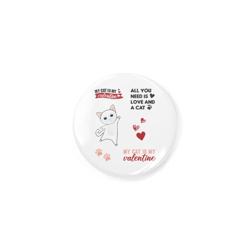 Cats Sticker Set My Cat Is My Valentine White Rozet