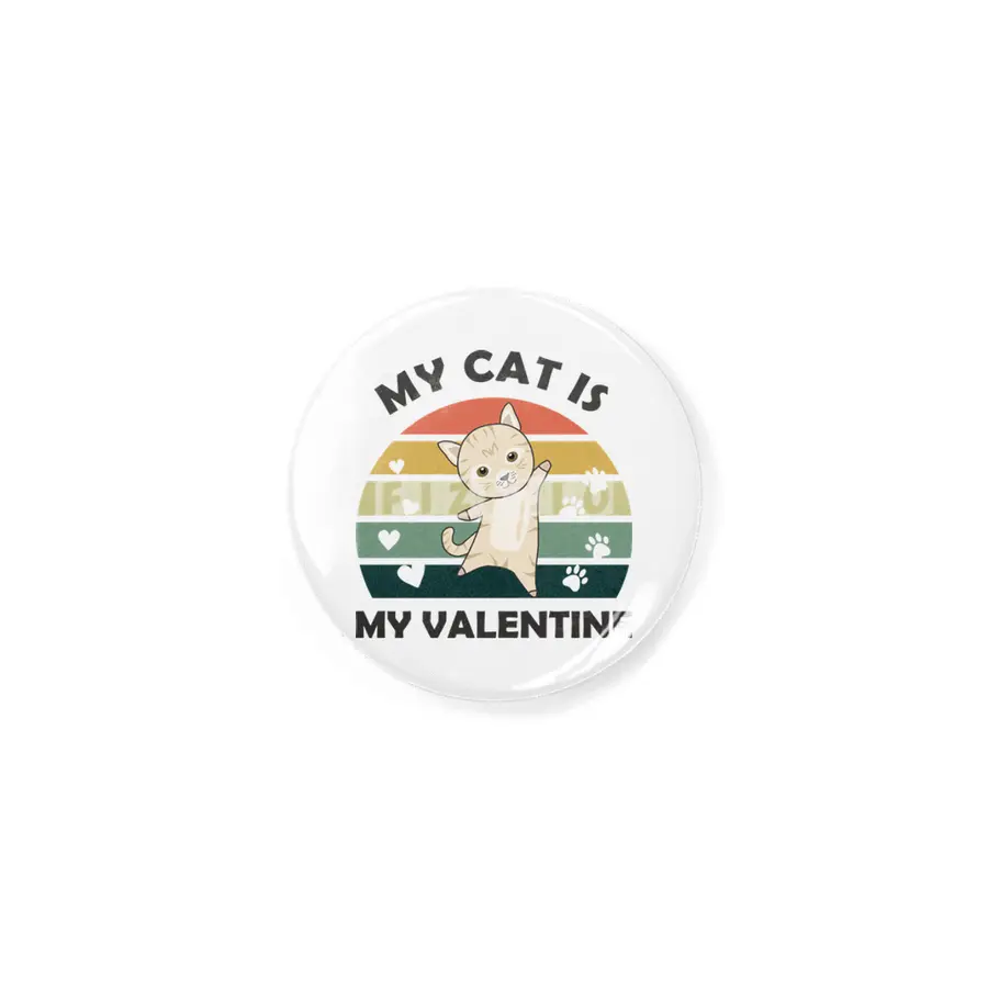 My Cat Is My Valentine Beige Cat Heart Vintage Rozet