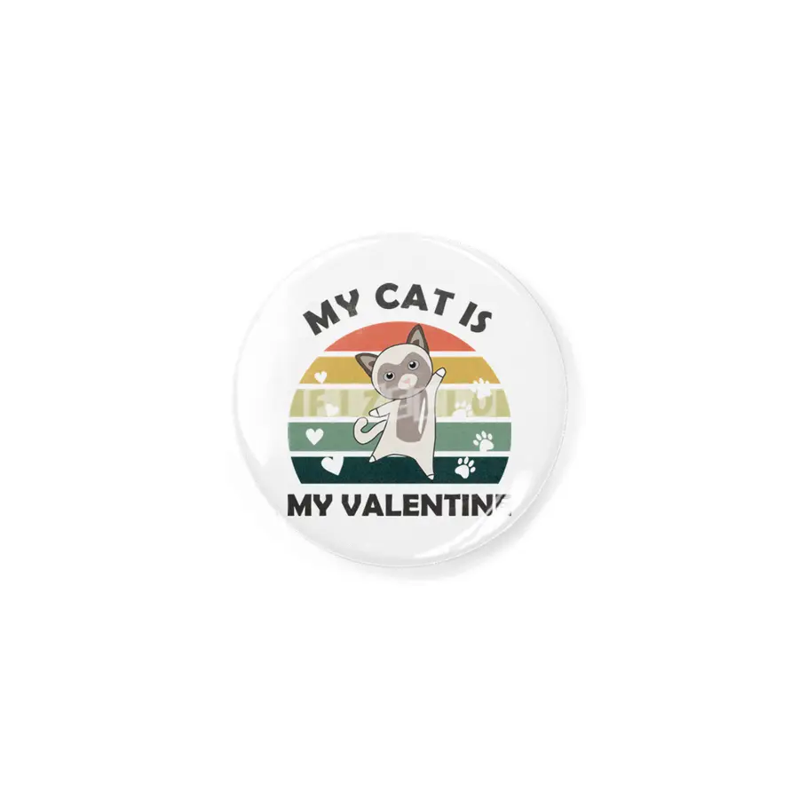 My Cat Is My Valentine Beige Cat Heart Vintage Rozet