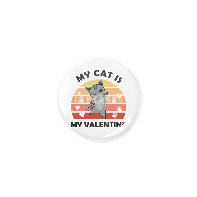 My Cat Is My Valentine Cat Heart Gray Vintage Rozet