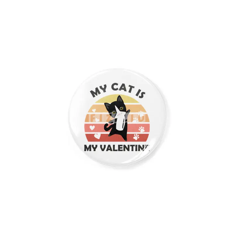 My Cat Is My Valentine Cats Black Heart Vintage Rozet