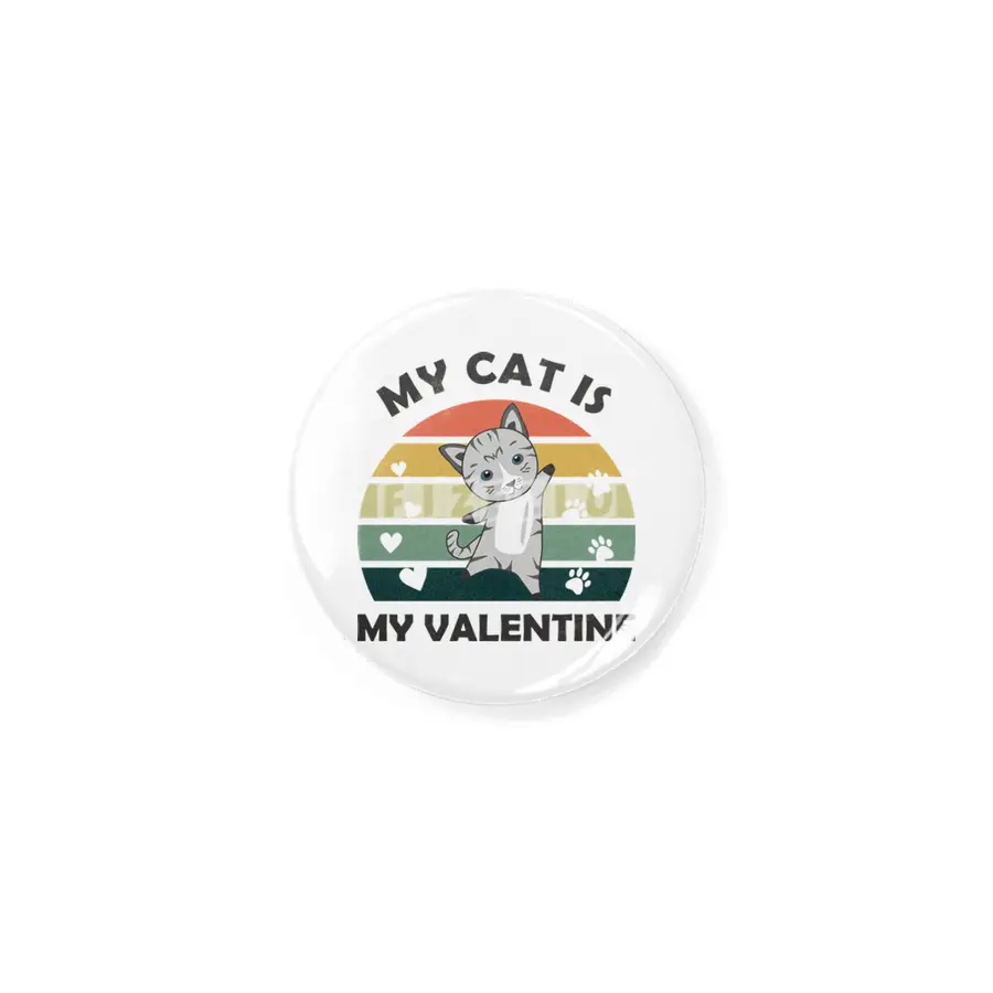 My Cat Is My Valentine Cute Cat Heart Vintage Rozet