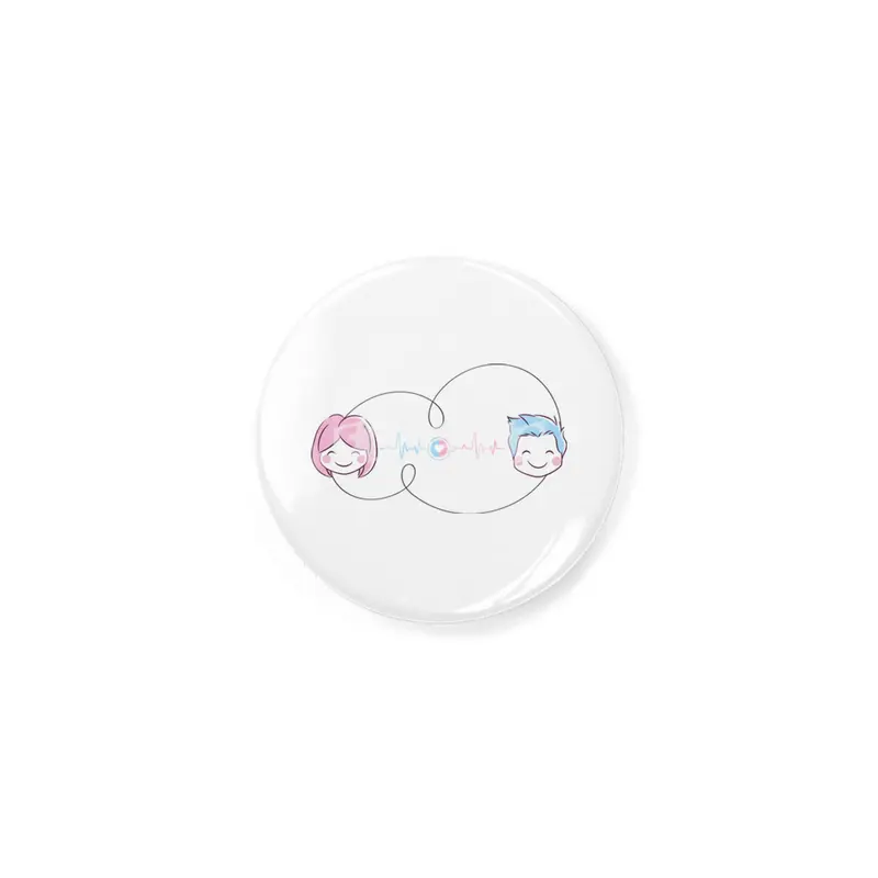 Love Couple Heart - You and Me - Cartoon Art Design Rozet
