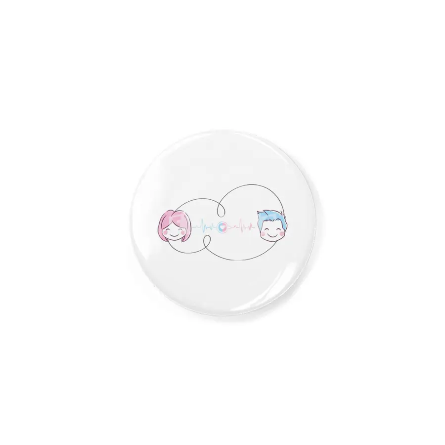 Love Couple Heart - You and Me - Cartoon Art Design Rozet