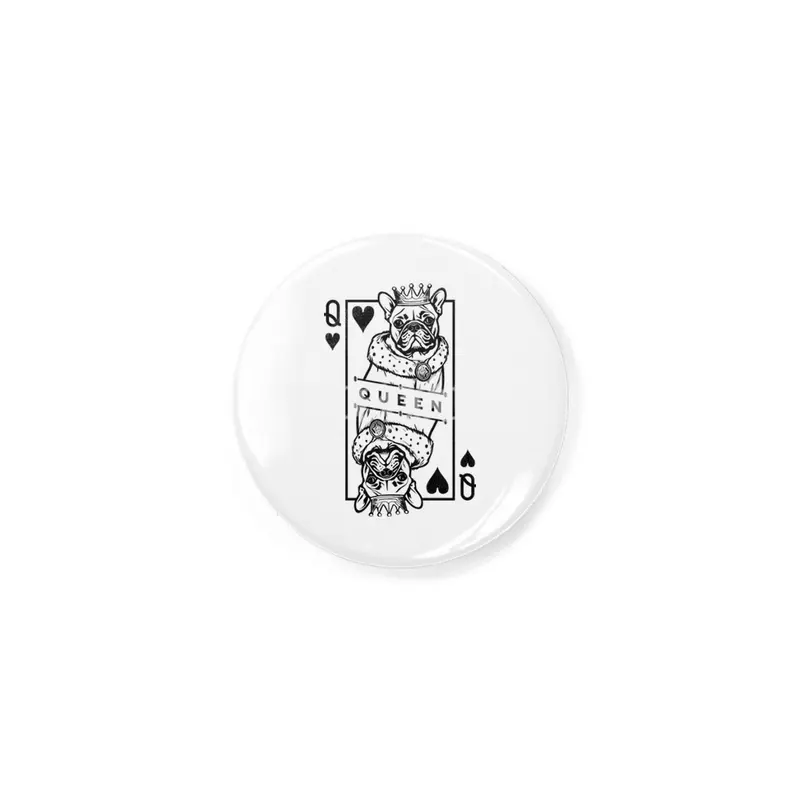 French Bulldog Queen Of Hearts Dog Playing Card Pop Art Rozet