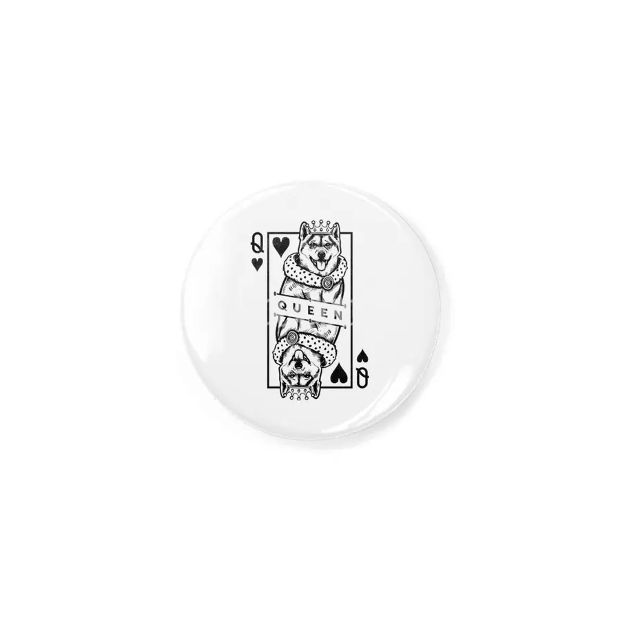 Shiba Inu Queen Of Hearts Funny Dog Playing Card Pop Art Rozet