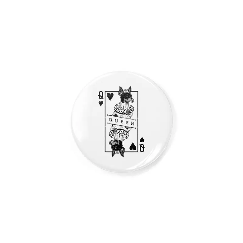 Toy Fox Terrier Queen Of Hearts Funny Dog Lover Pop Art Rozet