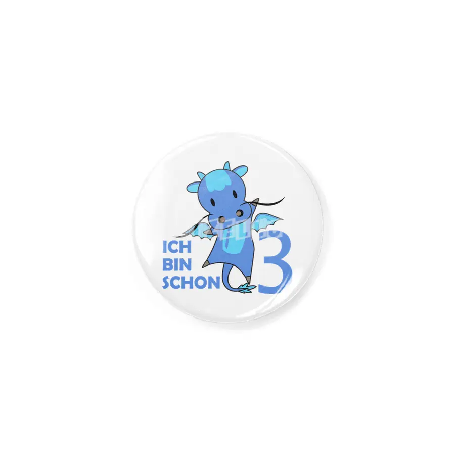 Dragon Blue Three Years Old 3rd Birthday Kids Rozet