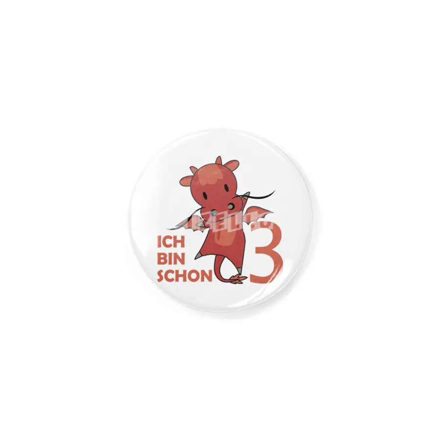 Dragon Red Three Years Old 3rd Birthday Kids Rozet