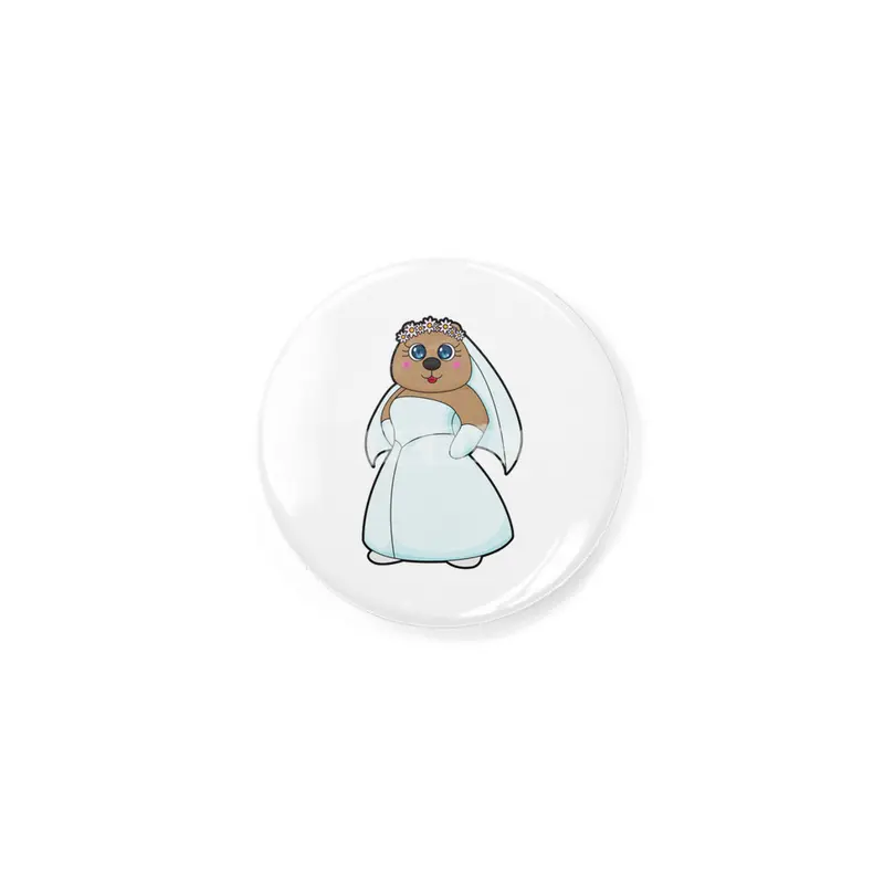 Bear as Bride with Wreath of Flowers Rozet