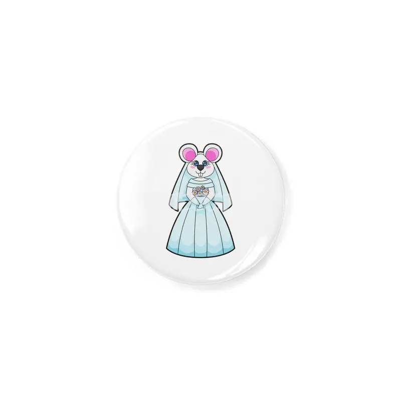 Mouse as Bride with Bunch of flowers Rozet