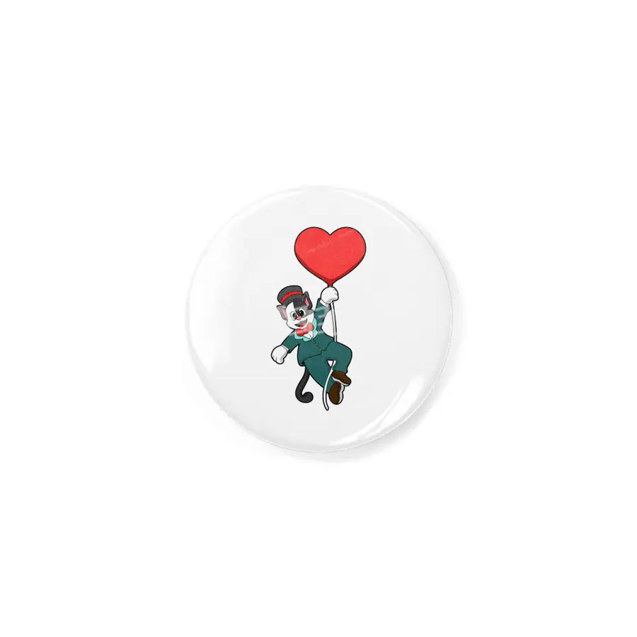 Cat as Groom with Heart Balloon Rozet
