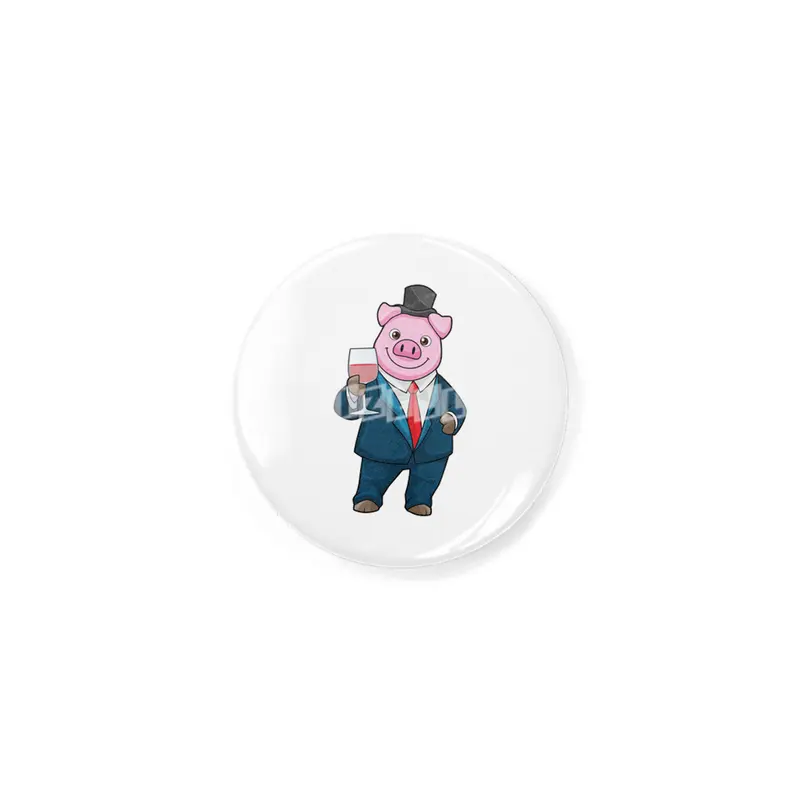 Pig as Groom with Glass of Wine Rozet