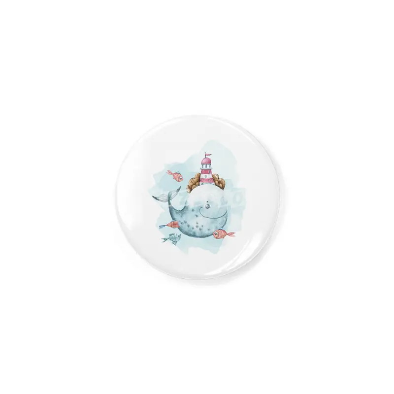 A cute whale watercolor illustration Rozet