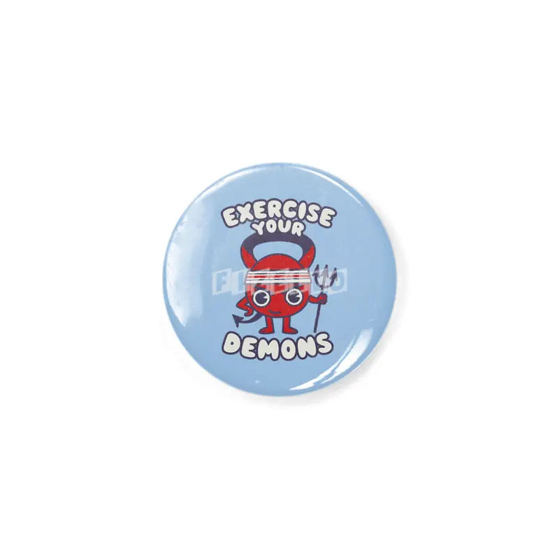 Exercise Your Demon - Humorous Cartoon Gym Funny Workout Graphic Rozet