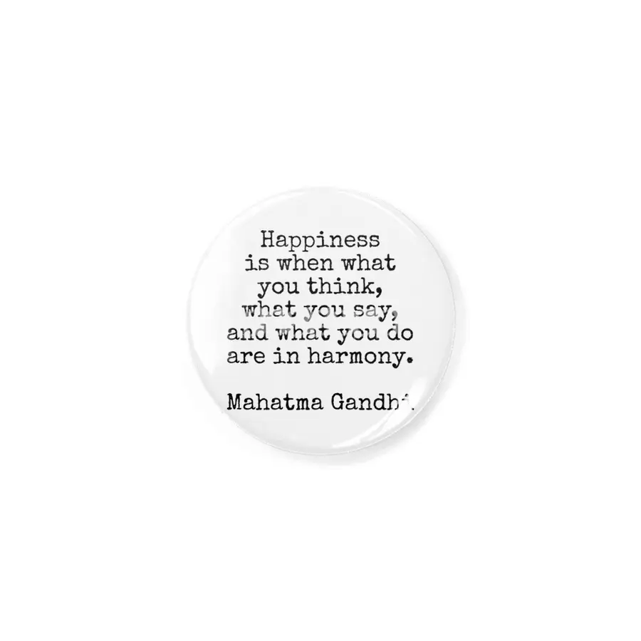 Happiness is harmony Mahatma Gandhi vintage typewriter quote Rozet