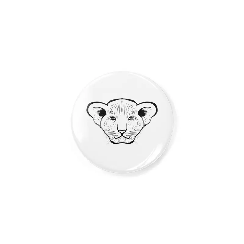 Black silhouette of a lion cub face. Lovely lion for pam, moms and toddlers, accessories. Rozet