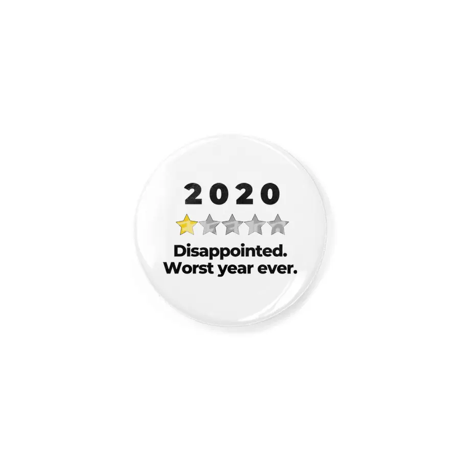 2020 Bad Year Review One Star Rating Cute Funny Joke October September Sarcastic Class Motivational Rozet