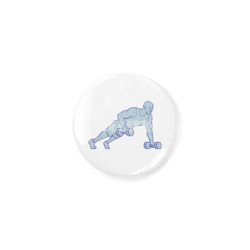 Fitness Athlete Push Up One Hand Dumbbell Drawing Rozet