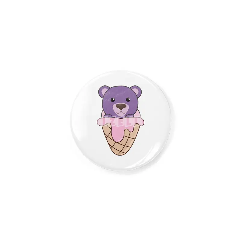 Bear Purple Pink Ice Cream Waffle Sweet Animals Rozet