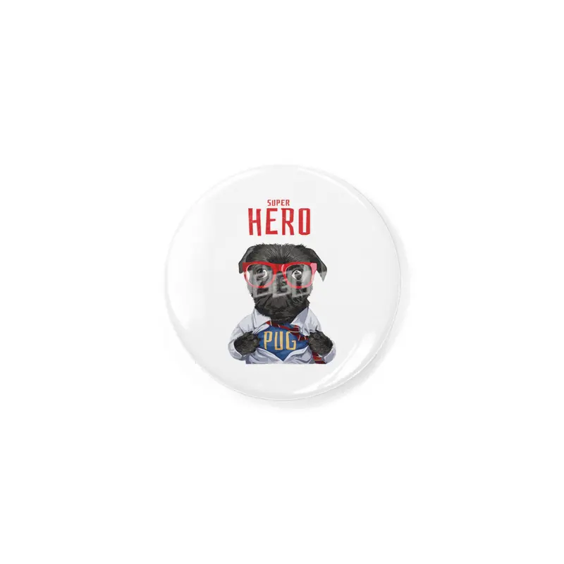 Pug Dog Superhero Dog Owner Gift Rozet