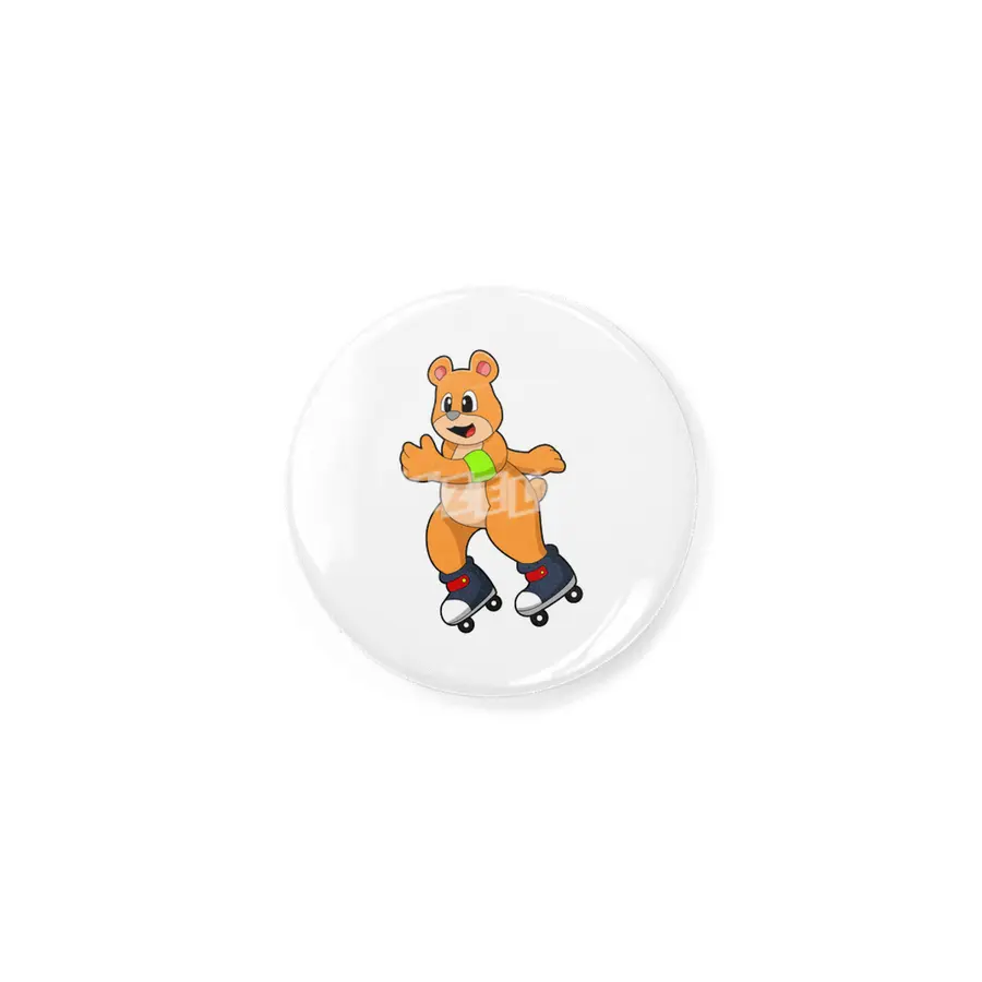 Bear as Skater with Inline skates Rozet