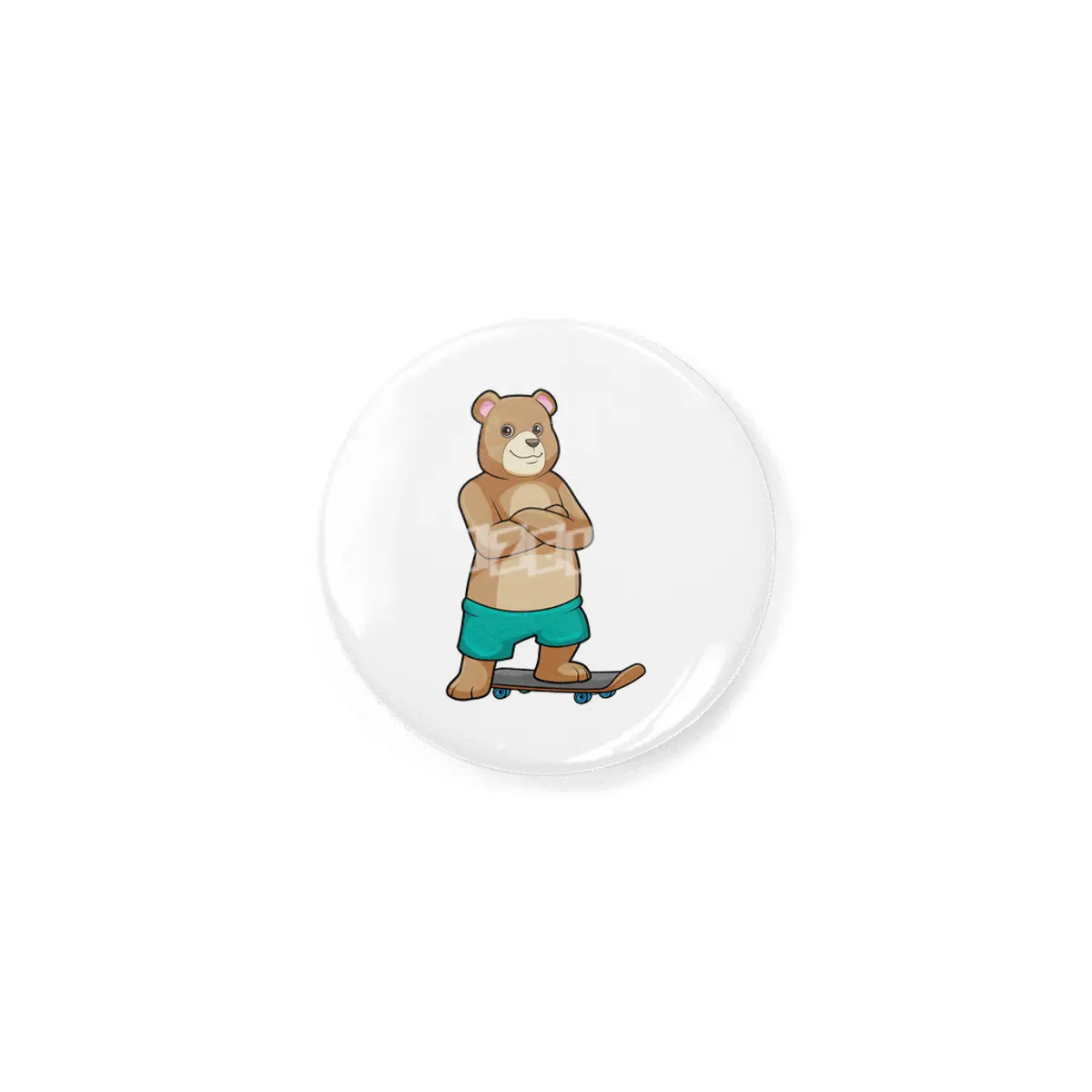 Bear as Skater with Skateboard Rozet