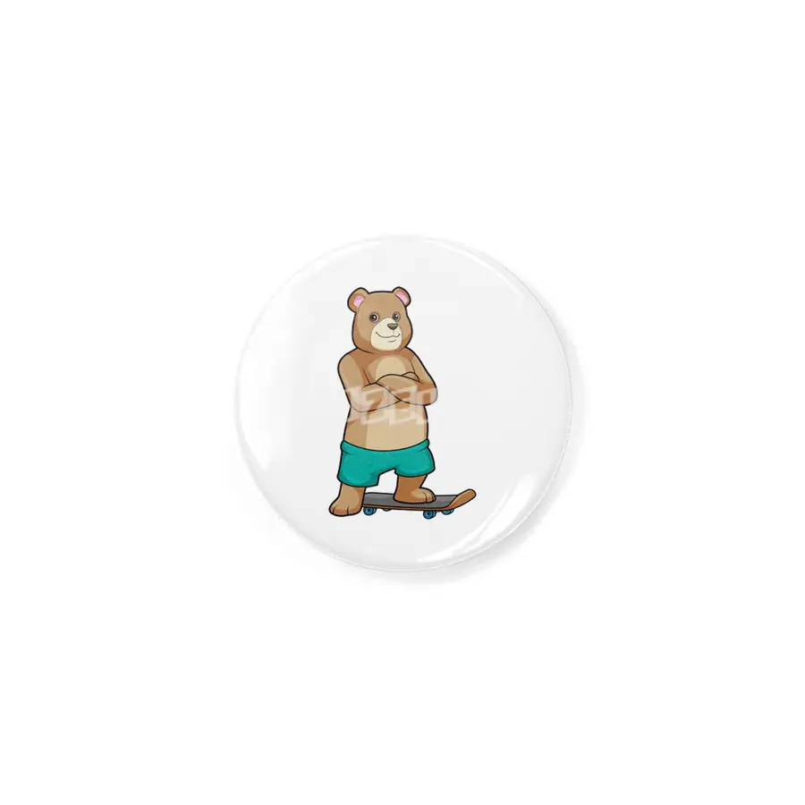 Bear as Skater with Skateboard Rozet