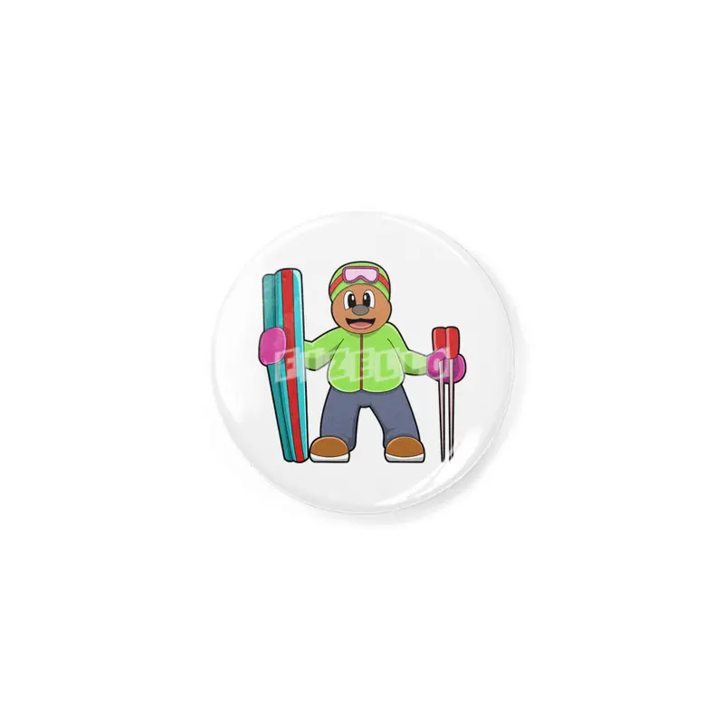 Bear as Skier with Ski & Ski poles Rozet