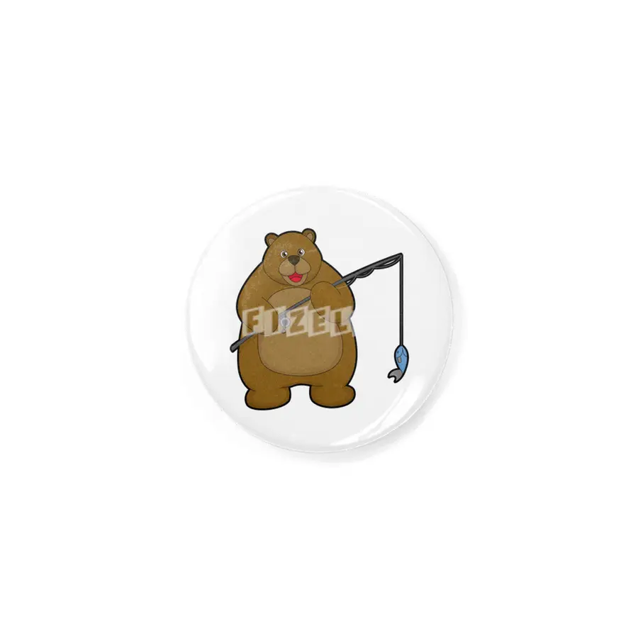 Bear at Fishing with Fishing rod & Fish Rozet
