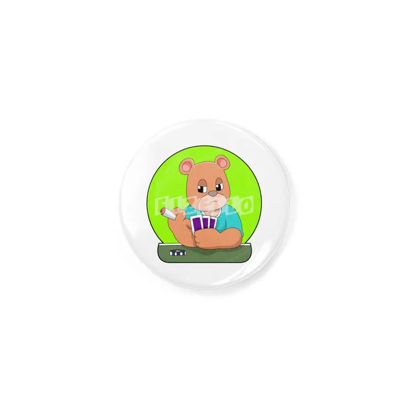 Bear at Poker with Cards & Poker chip Rozet