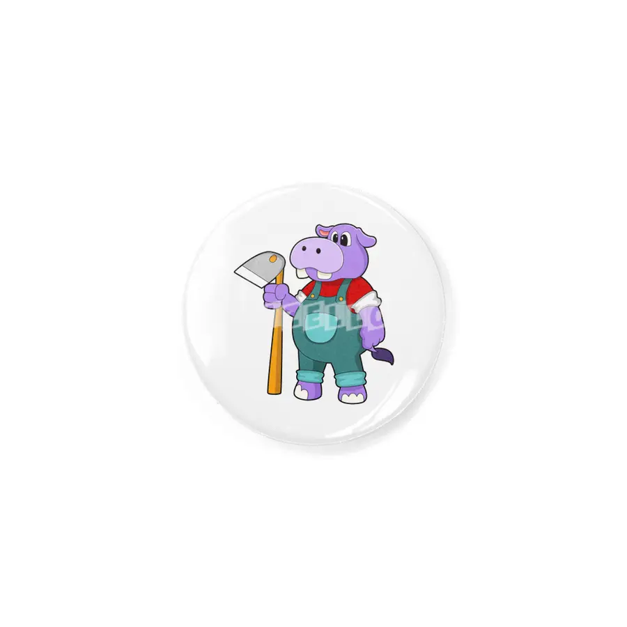 Hippo as Farmer with Garden hoe Rozet