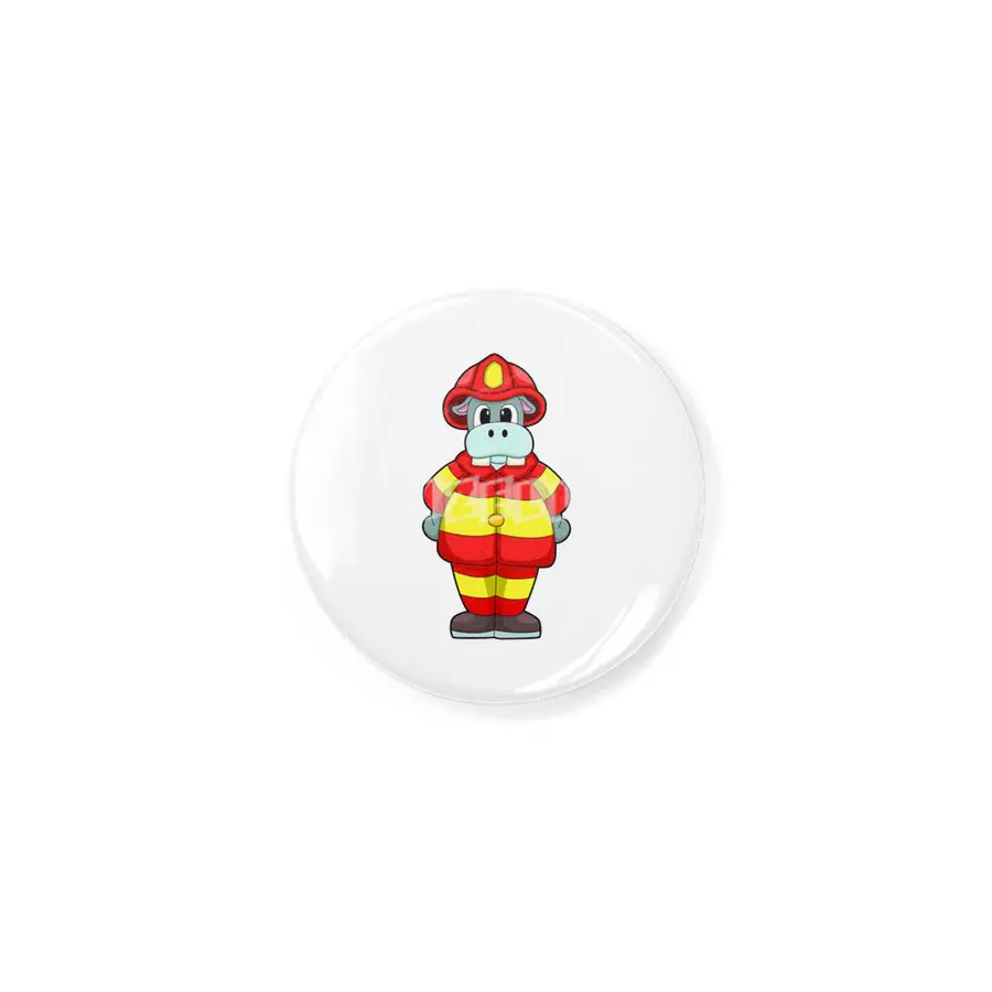 Hippo as Firefighter at Fire department with Hat Rozet