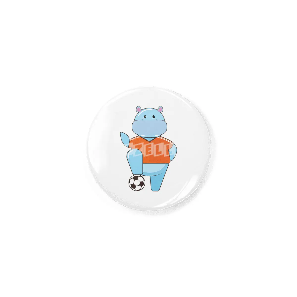 Hippo as Soccer player with Soccer ball Rozet