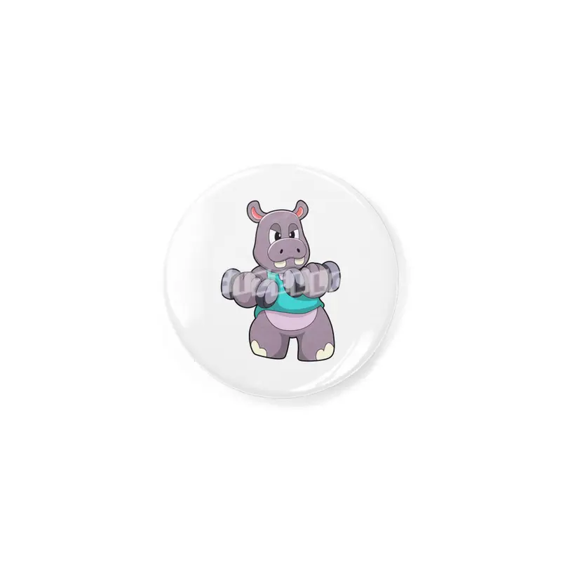 Hippo at Bodybuilding with Dumbbells Rozet