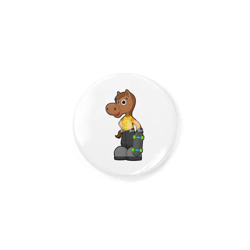 Horse as Skater with Skateboard Rozet