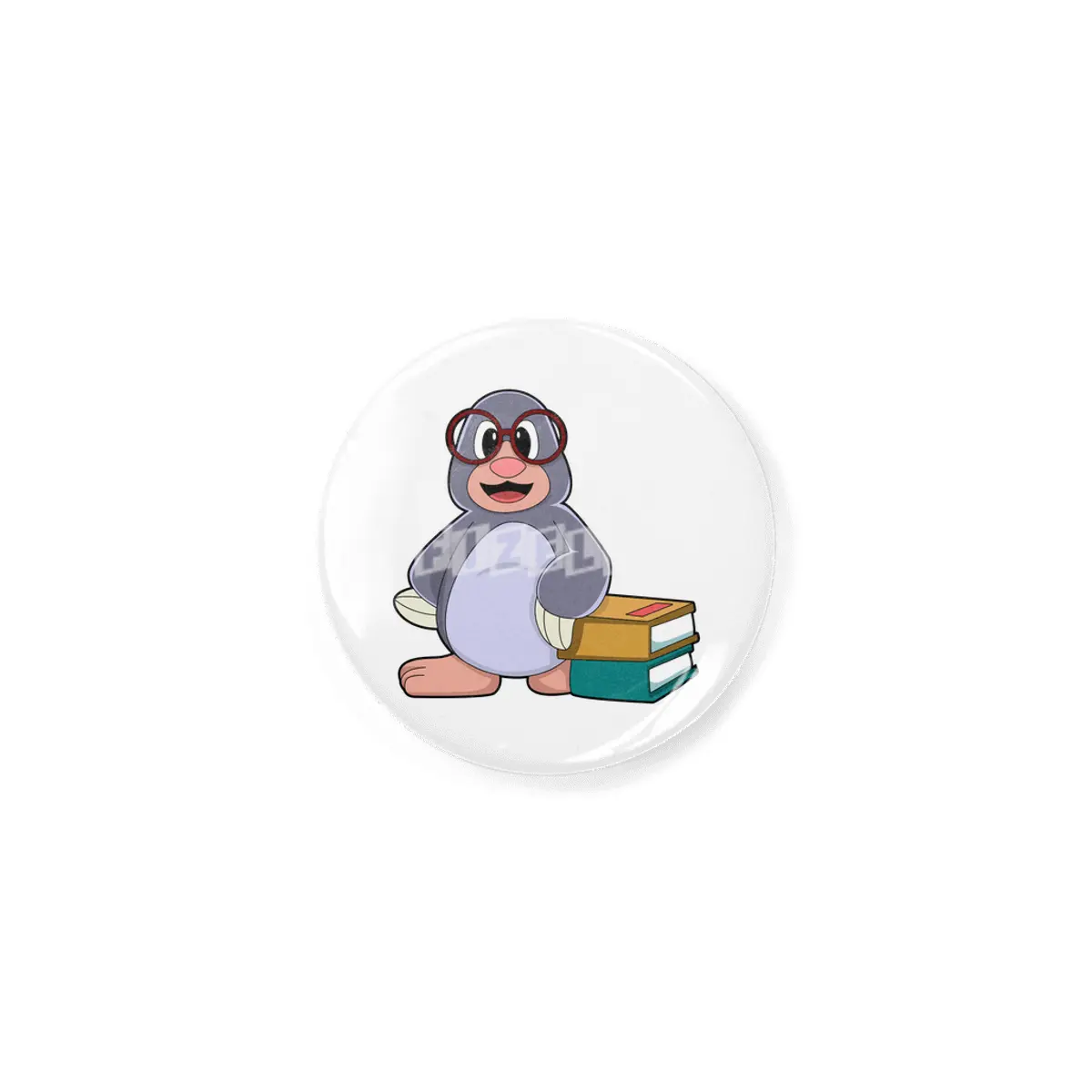 Mole with Glasses & Books Rozet