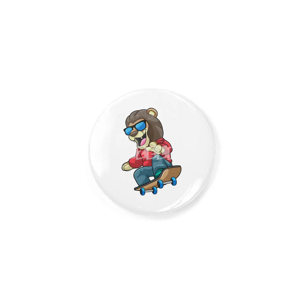 Lion as Skater with Skateboard Rozet