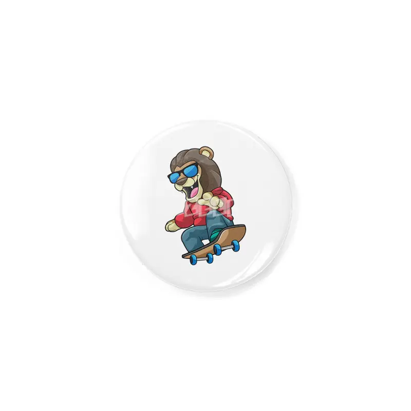 Lion as Skater with Skateboard Rozet
