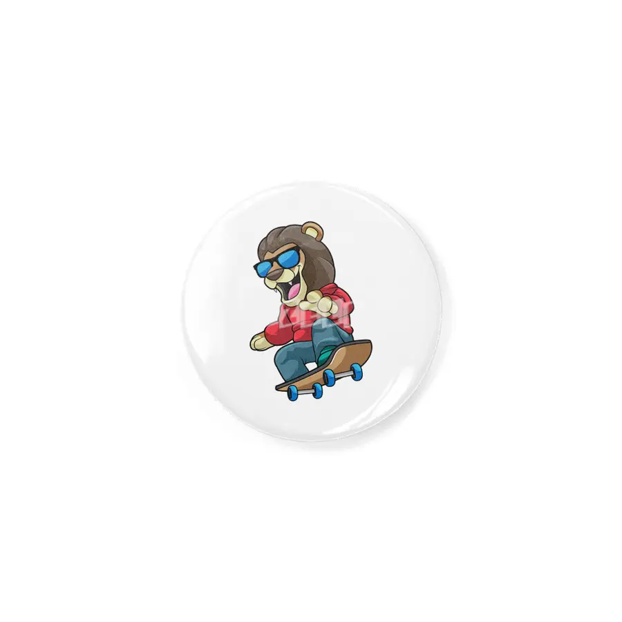 Lion as Skater with Skateboard Rozet