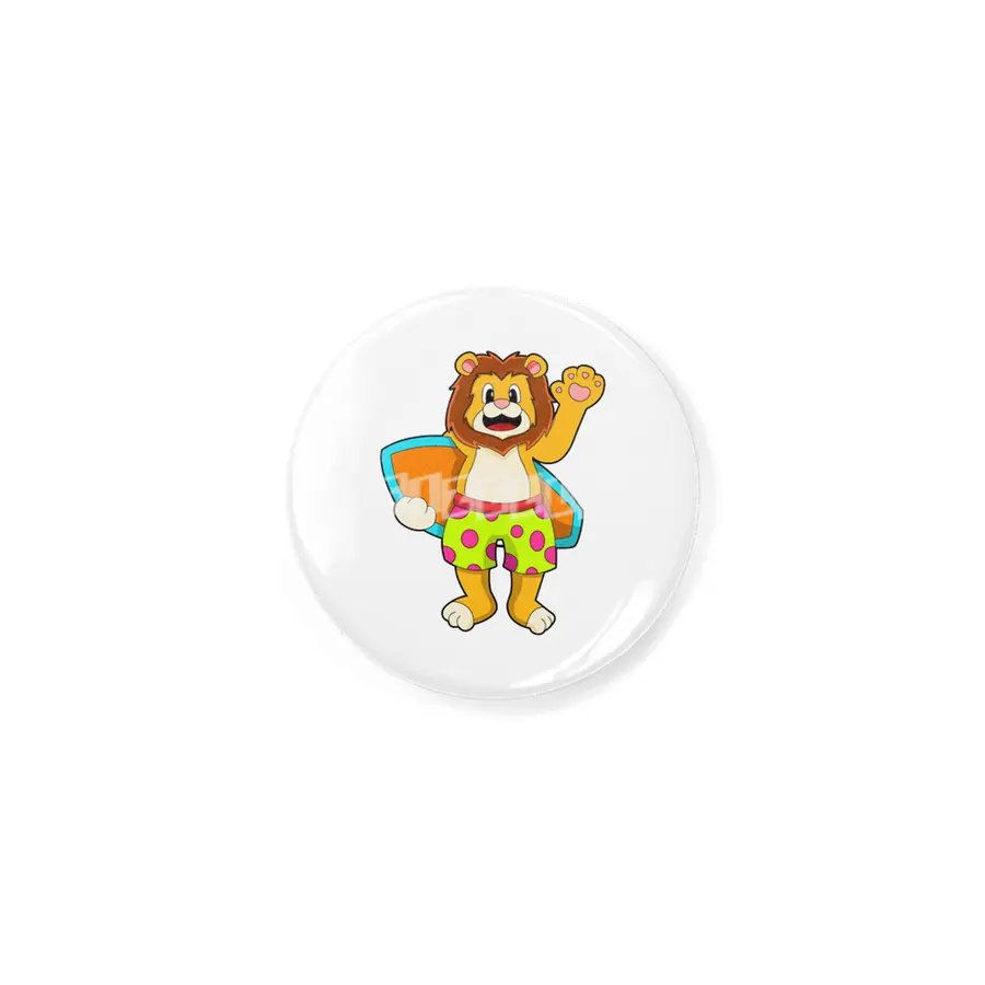Lion as Surfer with Surfboard Rozet